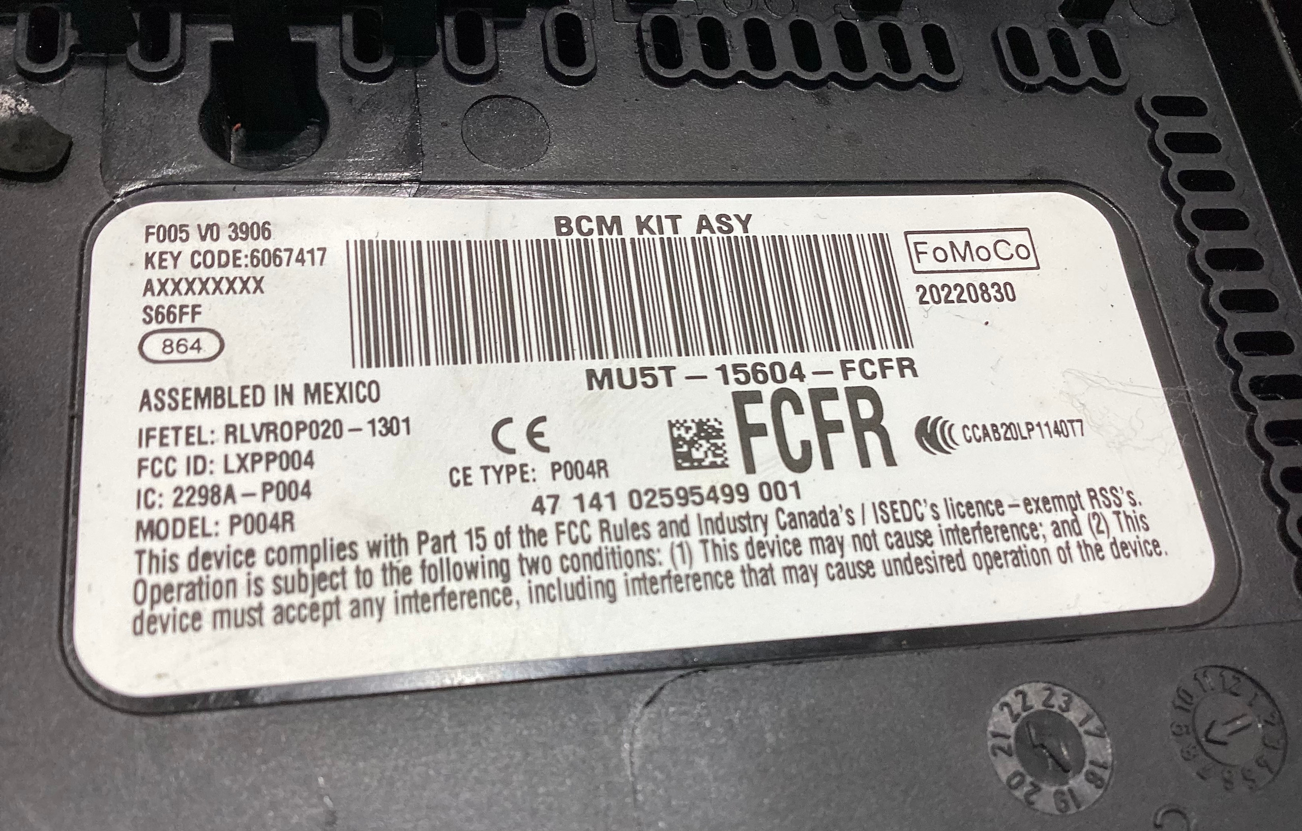2022-2023 Ford Maverick XLT 2.0l Body Control Module Fuse Box / MU5T15604FCFR / MV004 - Image 3