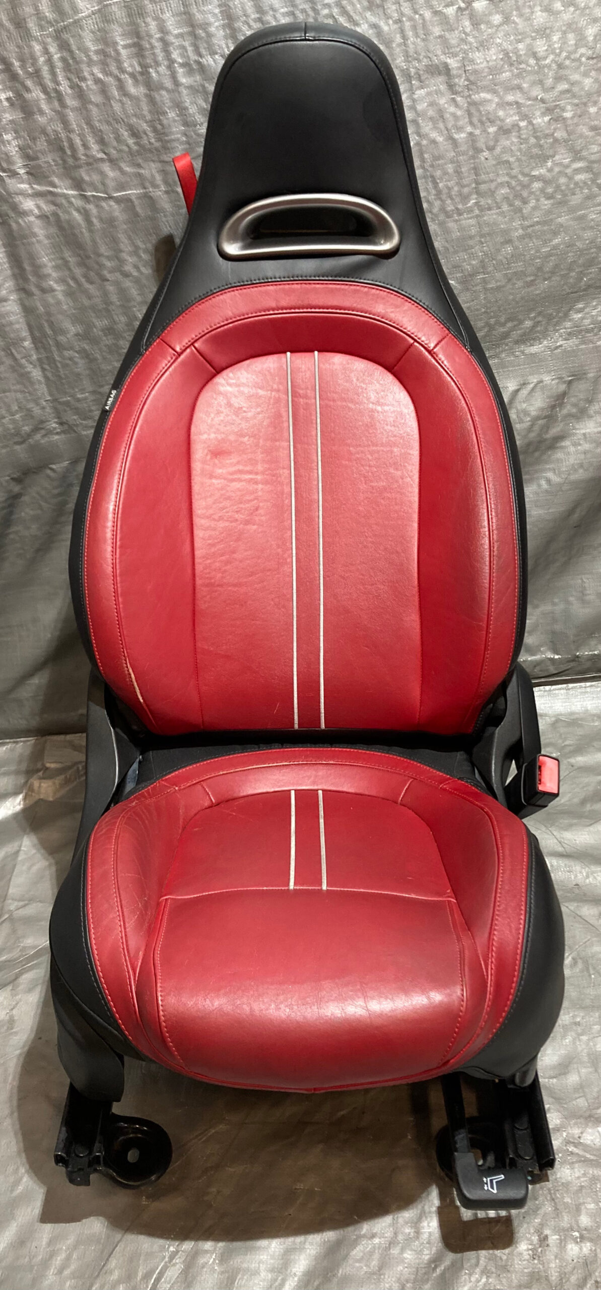 2012-2013 Fiat 500 Abarth Black / Red Leather Front Seats / Pair - Image 2