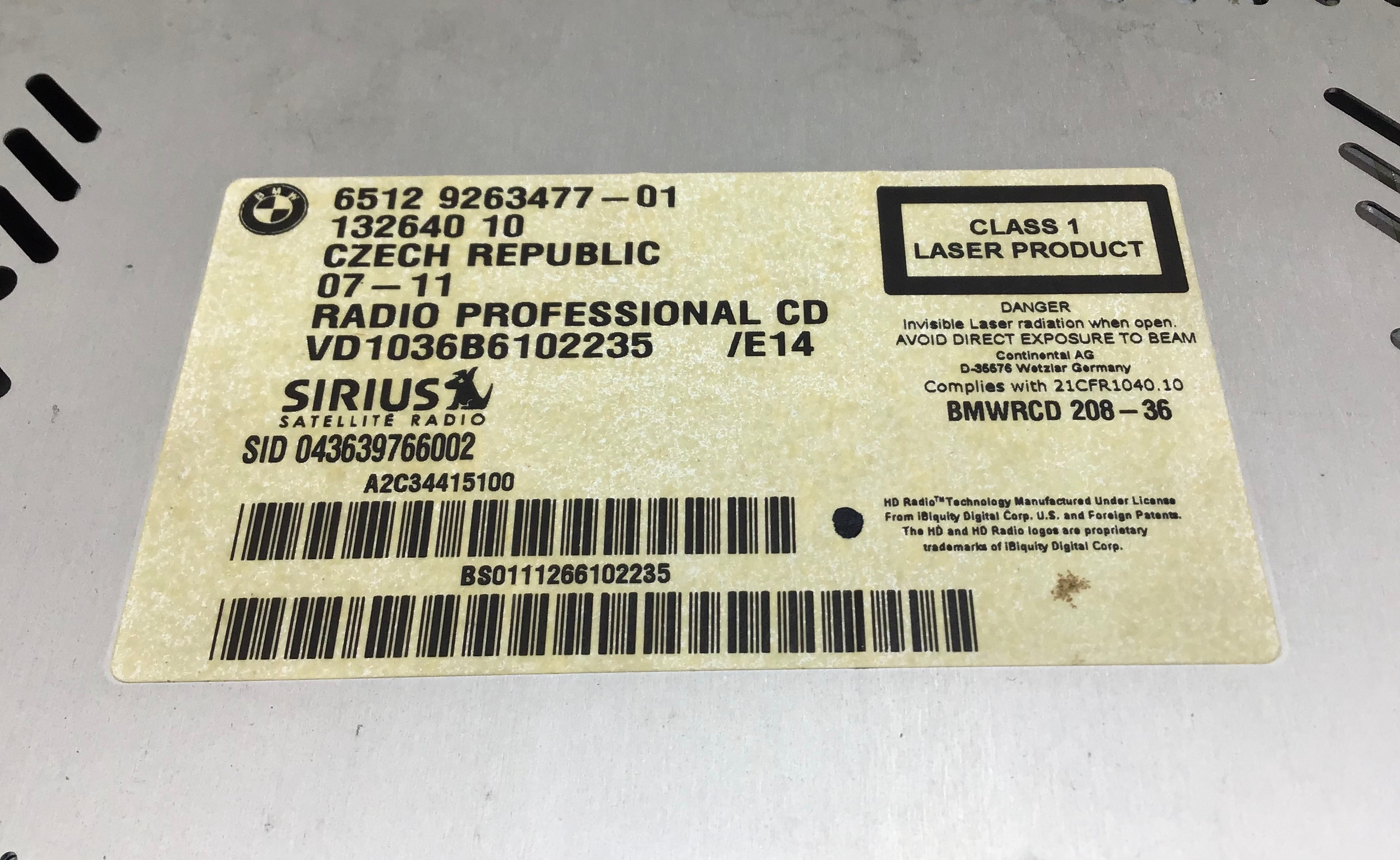 2011-2016 BMW E89 Z4 Professional Radio Unit / 65129263477 / OEM / Z4903 - Image 11