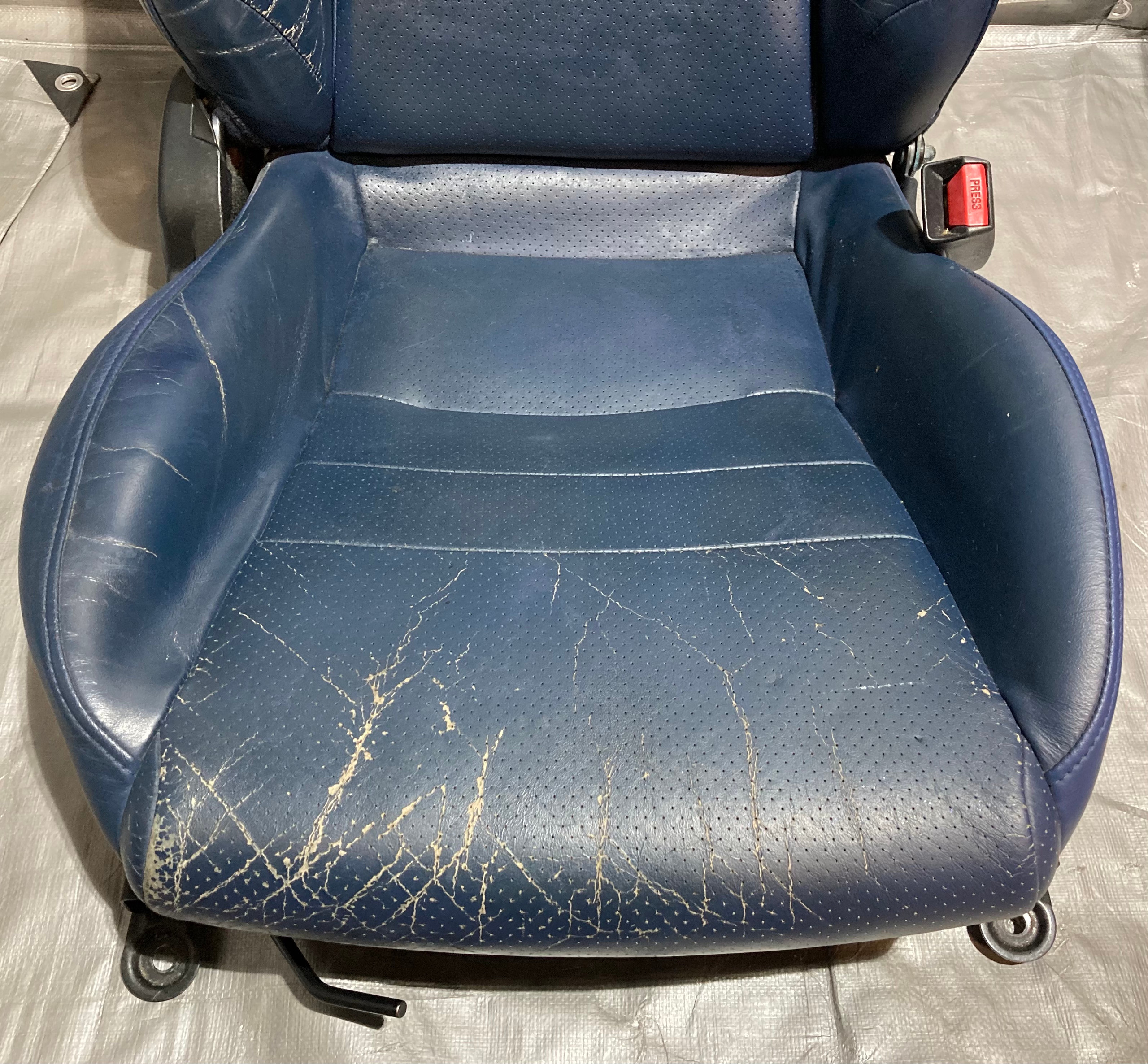 2000-2005 Honda S2000 OEM Blue Leather Seats / Pair *DAMAGE* / HS005 - Image 3