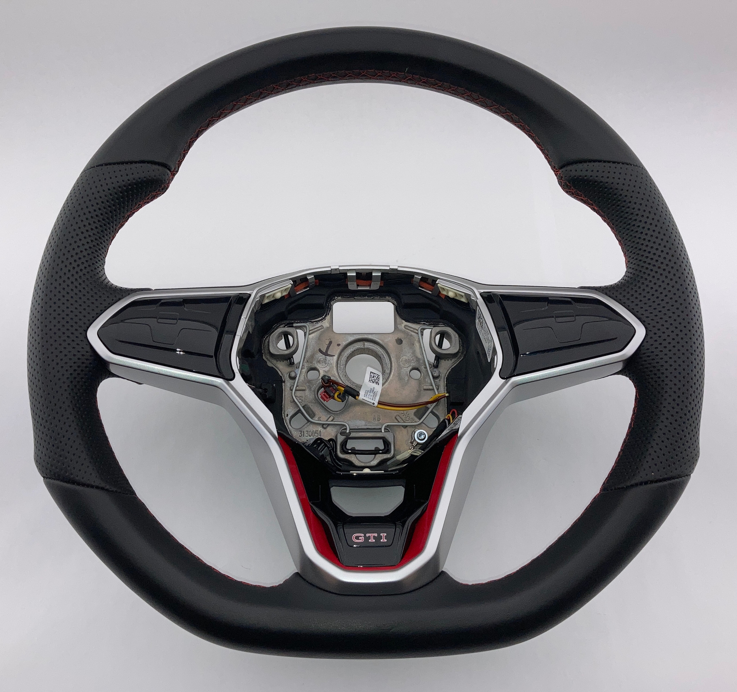2022-2024 Volkswagen MK8 GTI Black Leather Steering Wheel w/ Red Stitching / Manual / M8002 - Image 2