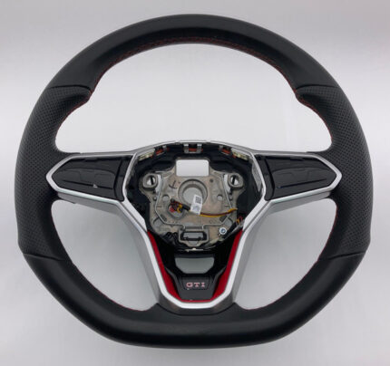 2022-2024 Volkswagen MK8 GTI Black Leather Steering Wheel w/ Red Stitching / Manual / M8002