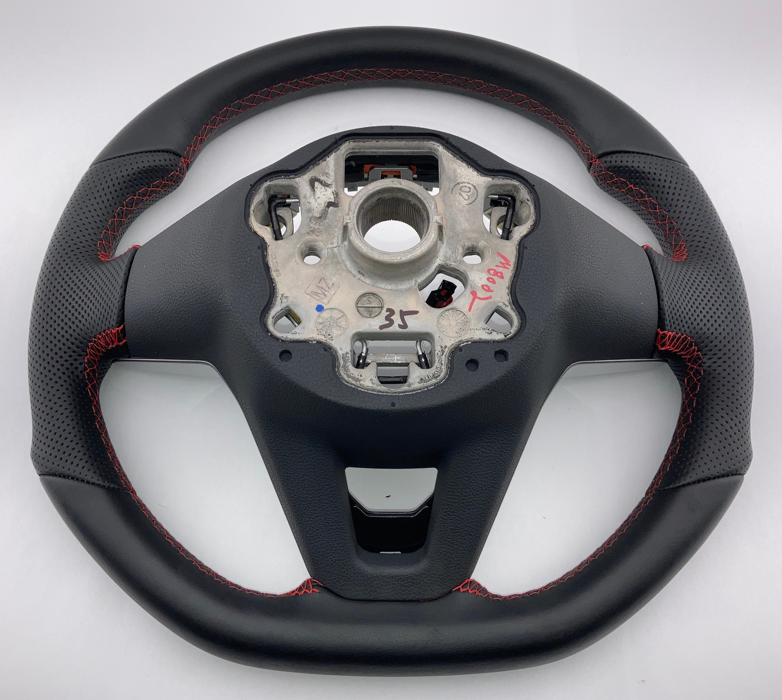 2022-2024 Volkswagen MK8 GTI Black Leather Steering Wheel w/ Red Stitching / Manual / M8002 - Image 14