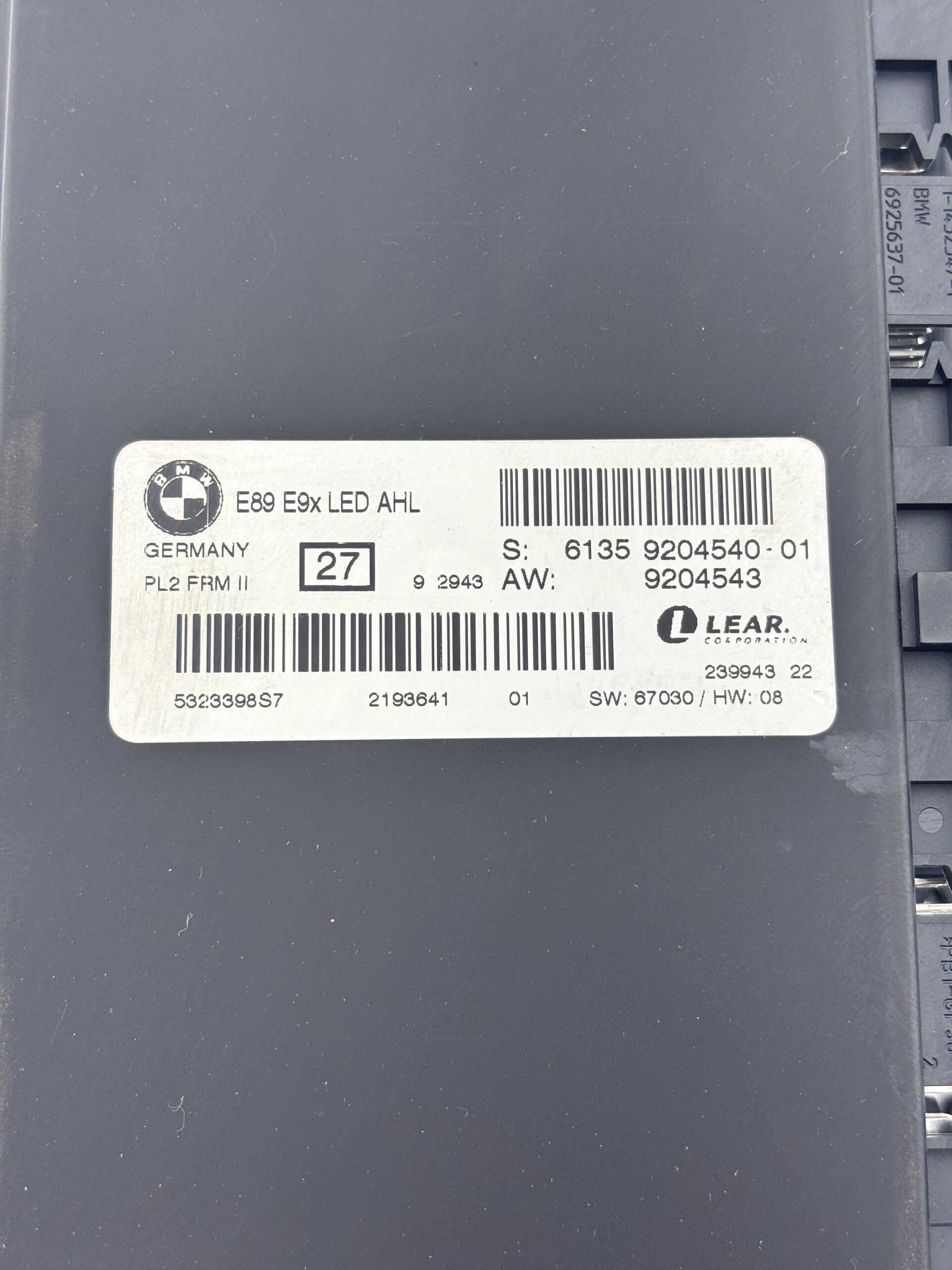 2009 BMW E89 Z4 LED AHL Footwell Body Control Module / 61359204540 / Z4908 - Image 3